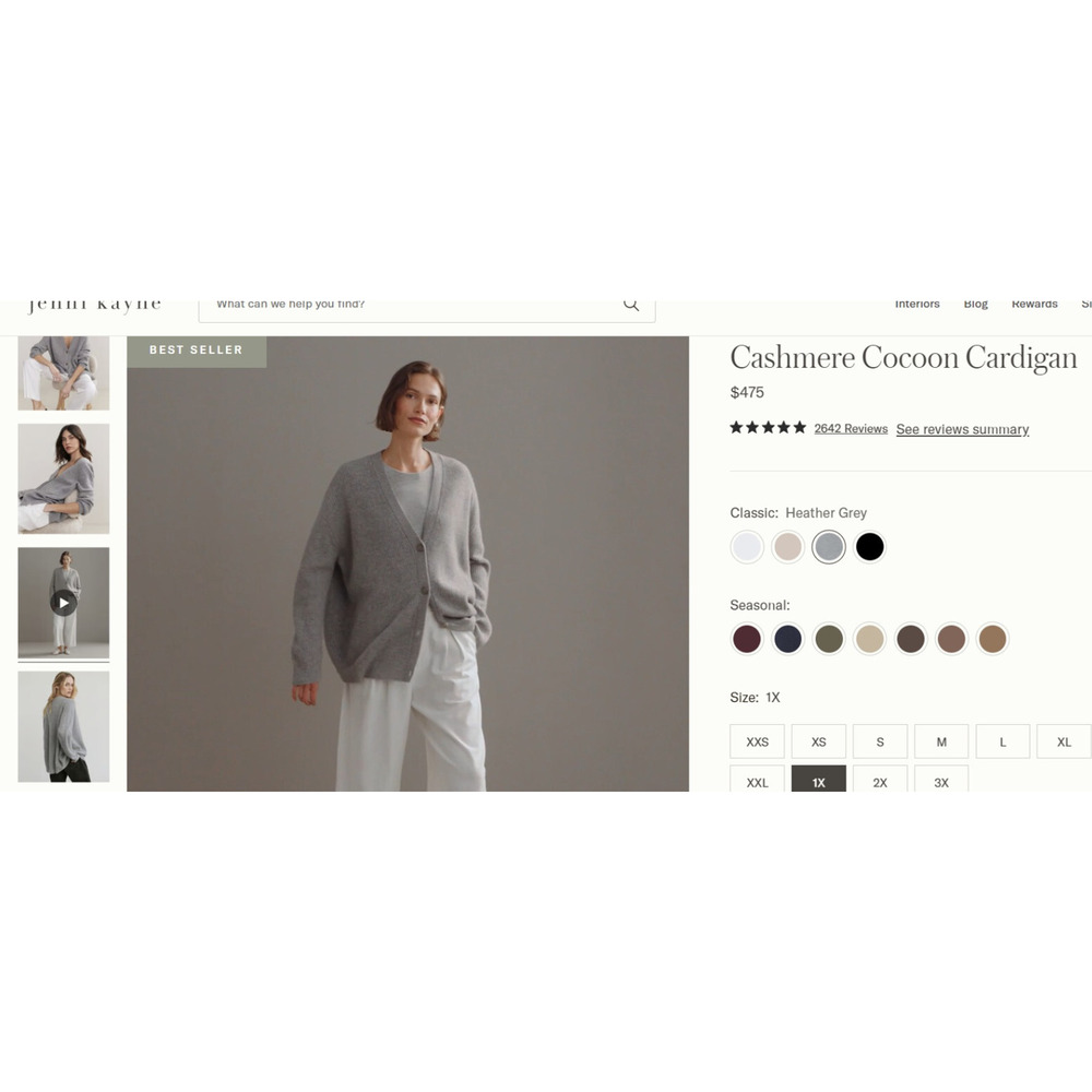 Jenni Kayne Cashmere Cocoon Cardigan Heather Grey Women’s Plus Size 1X Oversized - Picture 16 of 16